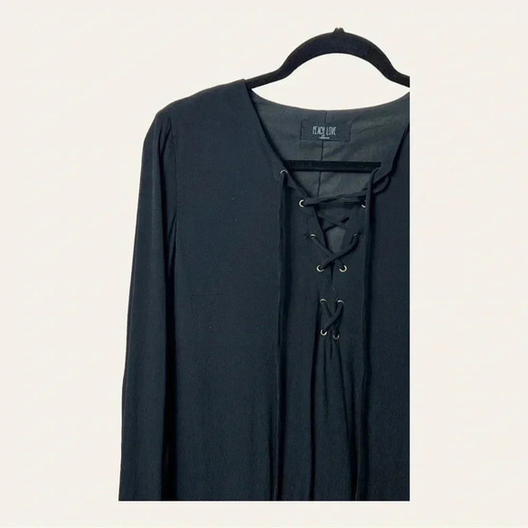 PEACH LOVE OF CALIFORNIA MINI DRESS LONG‎ SLEEVES SIZE MEDIUM BLACK COLOR - Picture 2 of 10